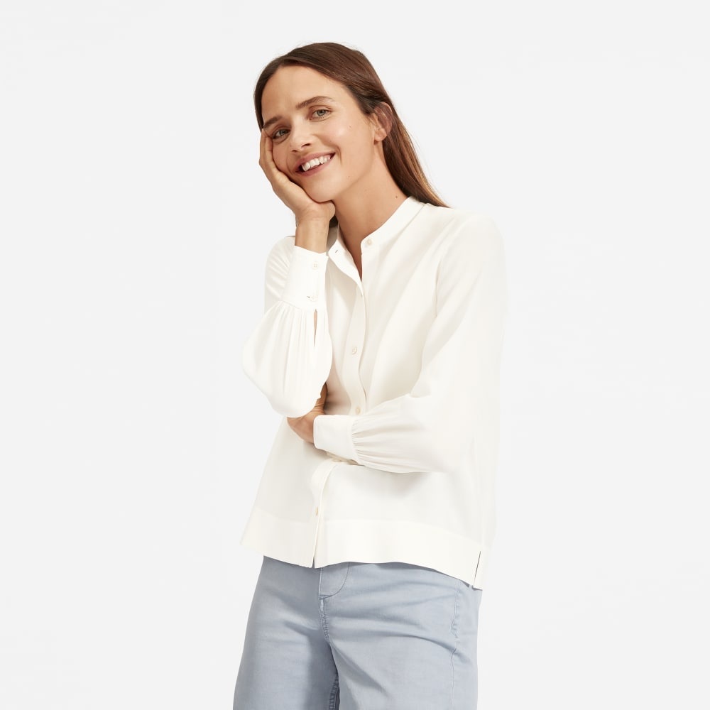 Everlane The Clean Silk Blouson Shirt Sz 0